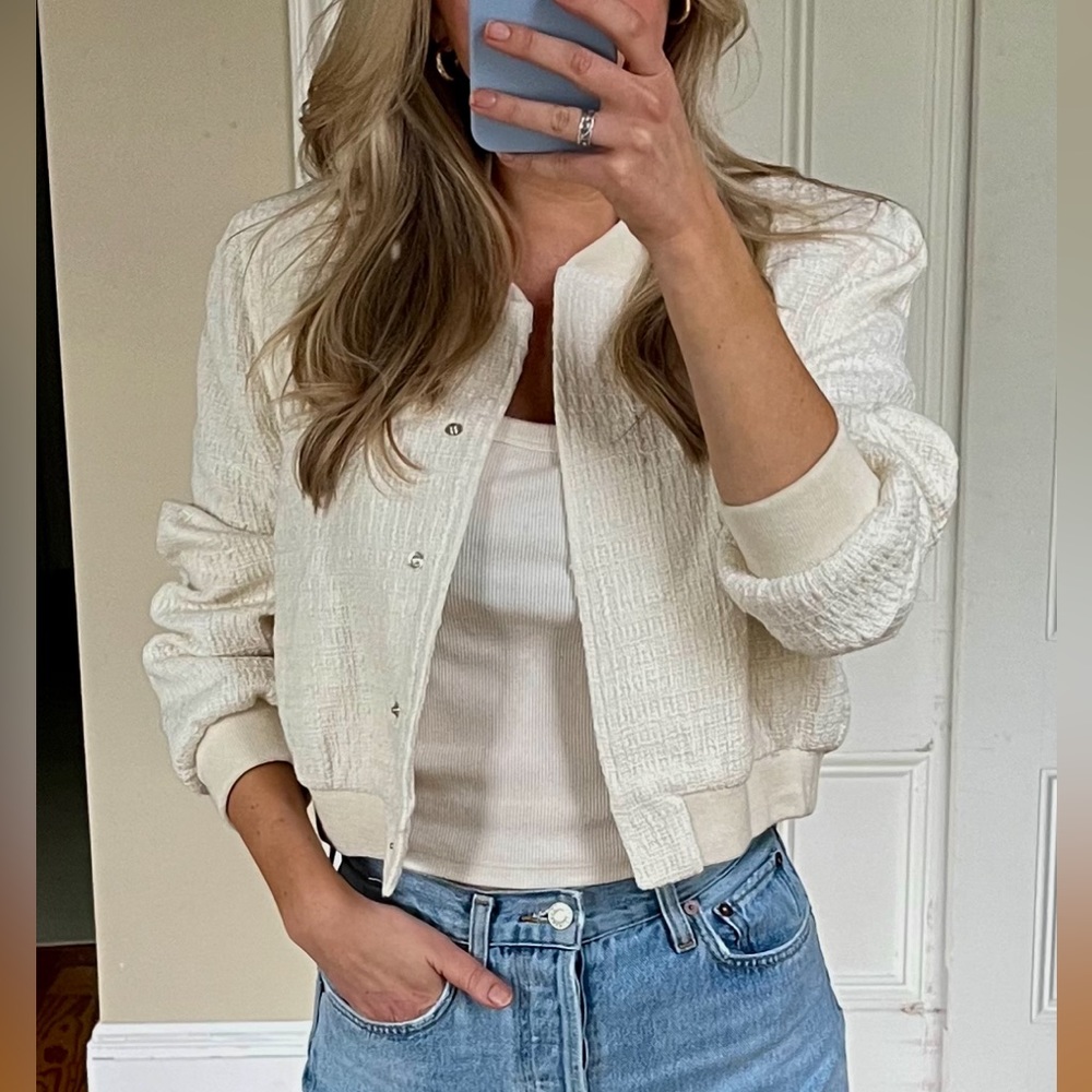Zara Cream Bomber Jacket